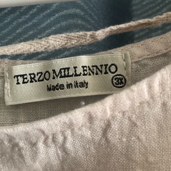 Terzo Millennio  100% linen - 3x -Cream Blouse with Lace Detail- made in Italy - Picture 9 of 10